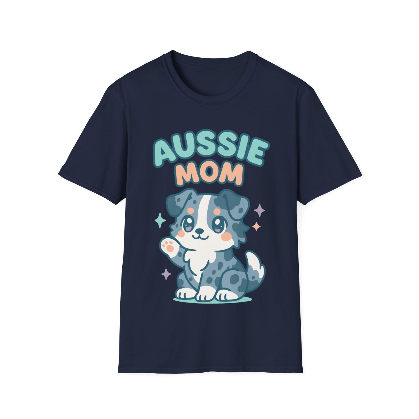 Aussie Mama Soft Cartoon Australian Shepherd Design Unisex T-Shirt