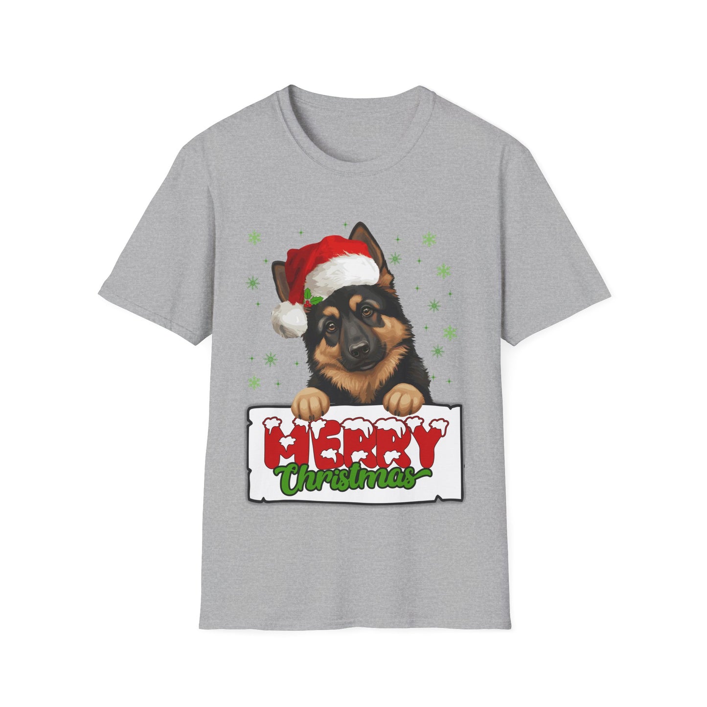 Merry Christmas Cute German Shepherd in Santa Hat Unisex T-Shirt