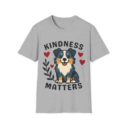 Kindness Matters Australian Shepherd Unisex T-Shirt — Cute Cartoon Dog Tee