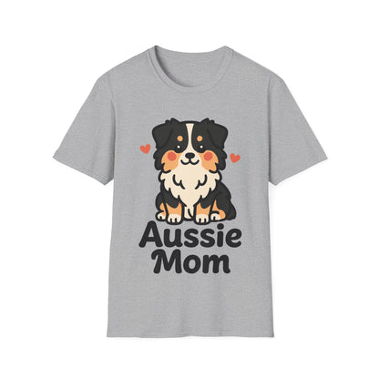 Aussie Mom Cartoon Australian Shepherd Design Unisex T-Shirt