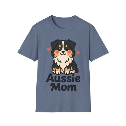 Aussie Mom Cartoon Australian Shepherd Design Unisex T-Shirt