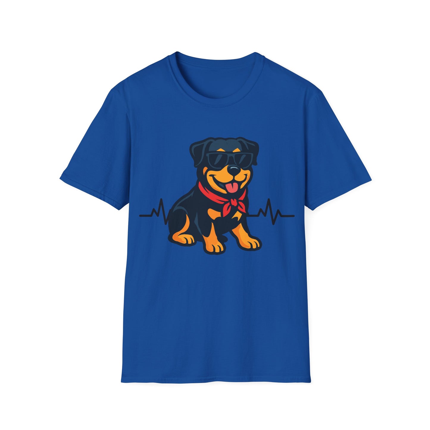 Rottweiler With Heartbeat And Cool Sunglasses Dog Unisex T-Shirt