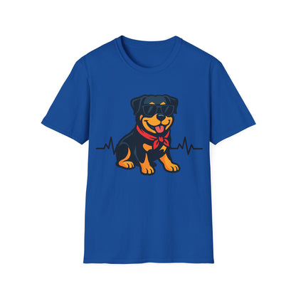 Rottweiler With Heartbeat And Cool Sunglasses Dog Unisex T-Shirt