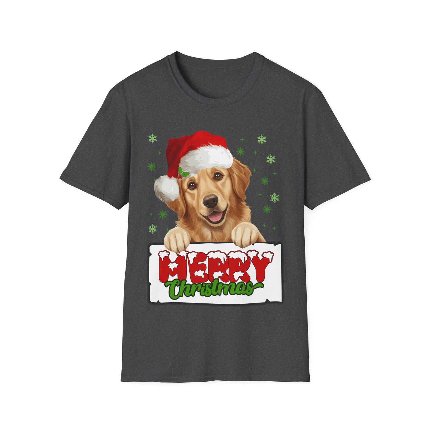 Christmas Golden Retriever in Santa Hat Unisex T-Shirt