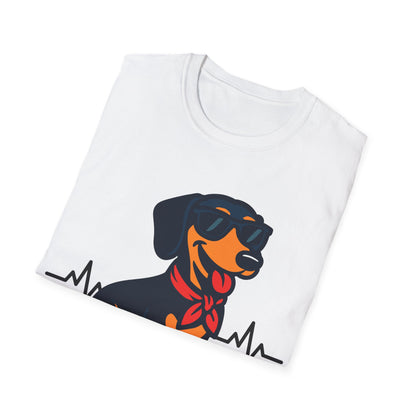 Dachshund With Heartbeat And Cool Sunglasses Dog Unisex T-Shirt