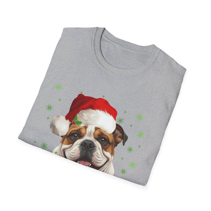 Christmas Bulldog in Santa Hat Unisex T-Shirt
