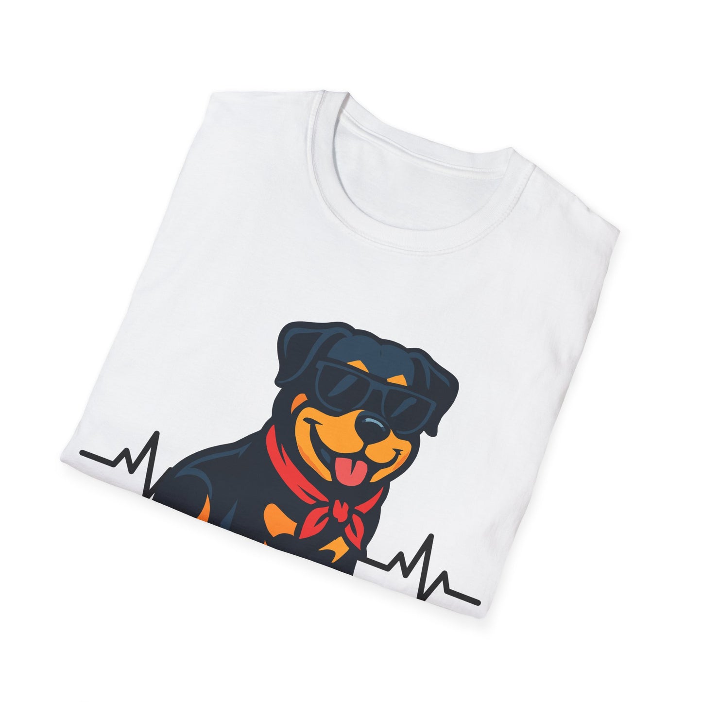 Rottweiler With Heartbeat And Cool Sunglasses Dog Unisex T-Shirt