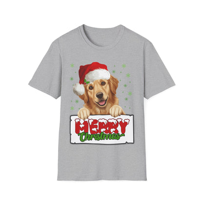 Christmas Golden Retriever in Santa Hat Unisex T-Shirt