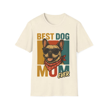 Best Dog Mom Ever French Bulldog With Retro Colors Unisex T-Shirt