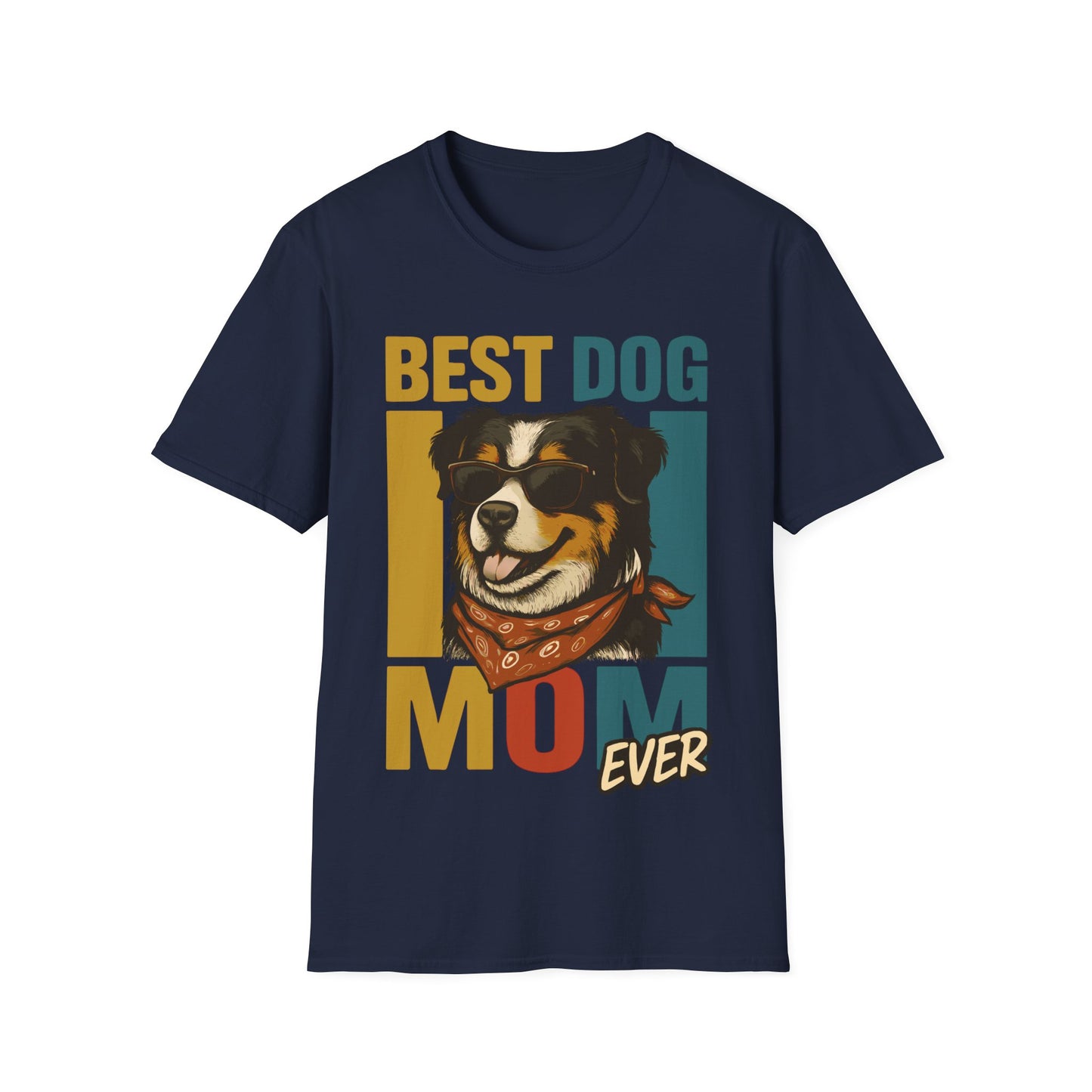 Australian Shepherd Best Dog Mom Ever With Retro Colors Unisex T-Shirt