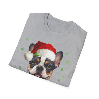 Christmas French Bulldog in Santa Hat Unisex T-Shirt