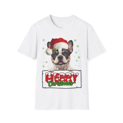 Christmas French Bulldog in Santa Hat Unisex T-Shirt