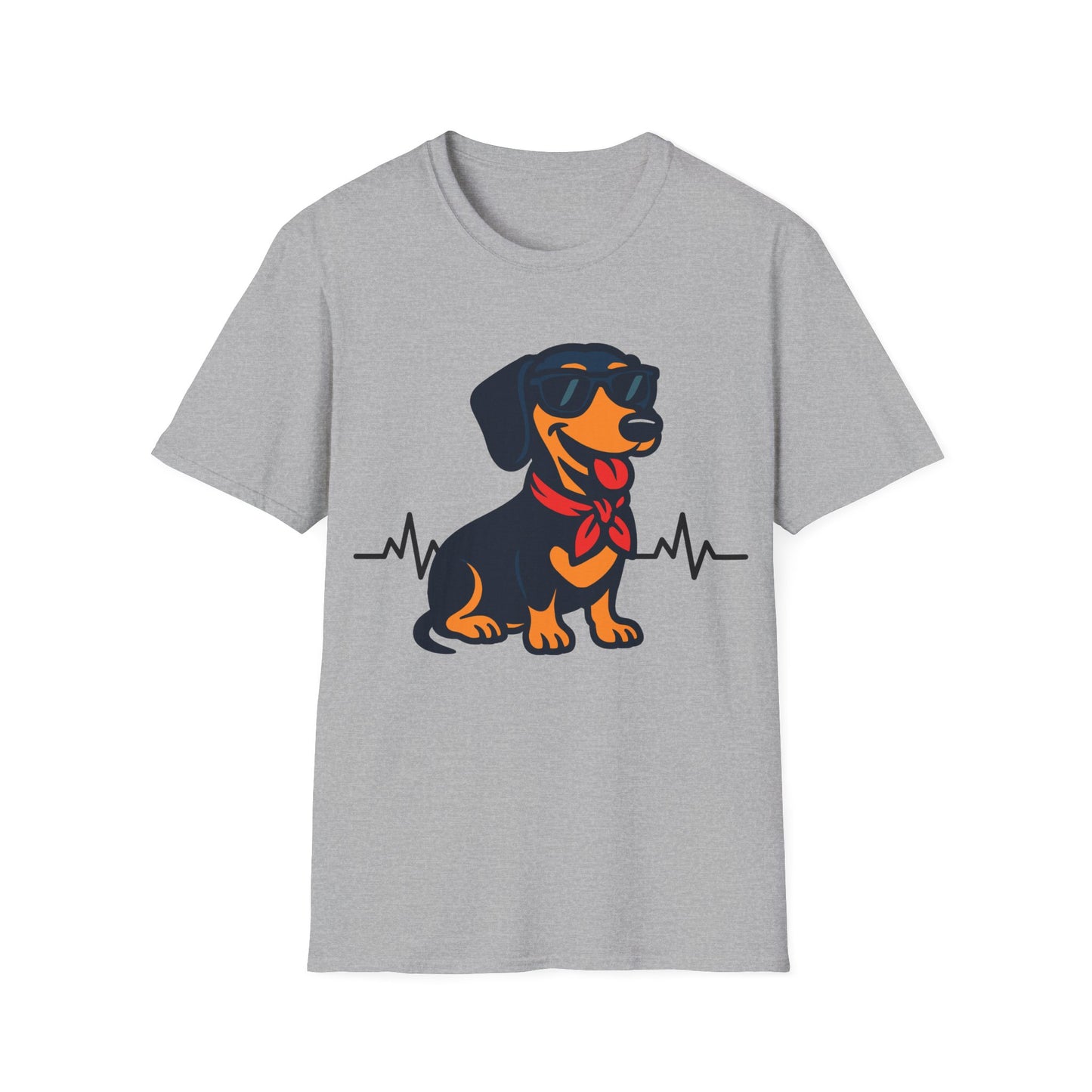 Dachshund With Heartbeat And Cool Sunglasses Dog Unisex T-Shirt