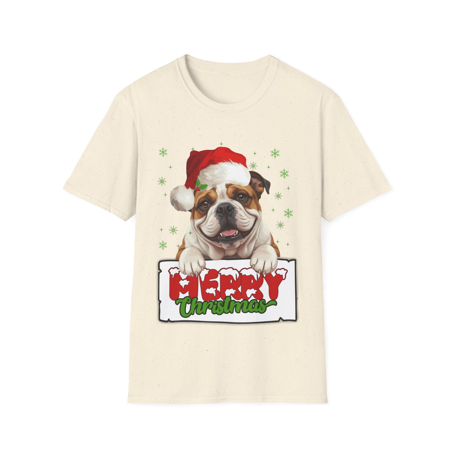 Christmas Bulldog in Santa Hat Unisex T-Shirt