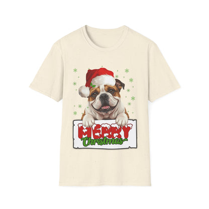 Christmas Bulldog in Santa Hat Unisex T-Shirt