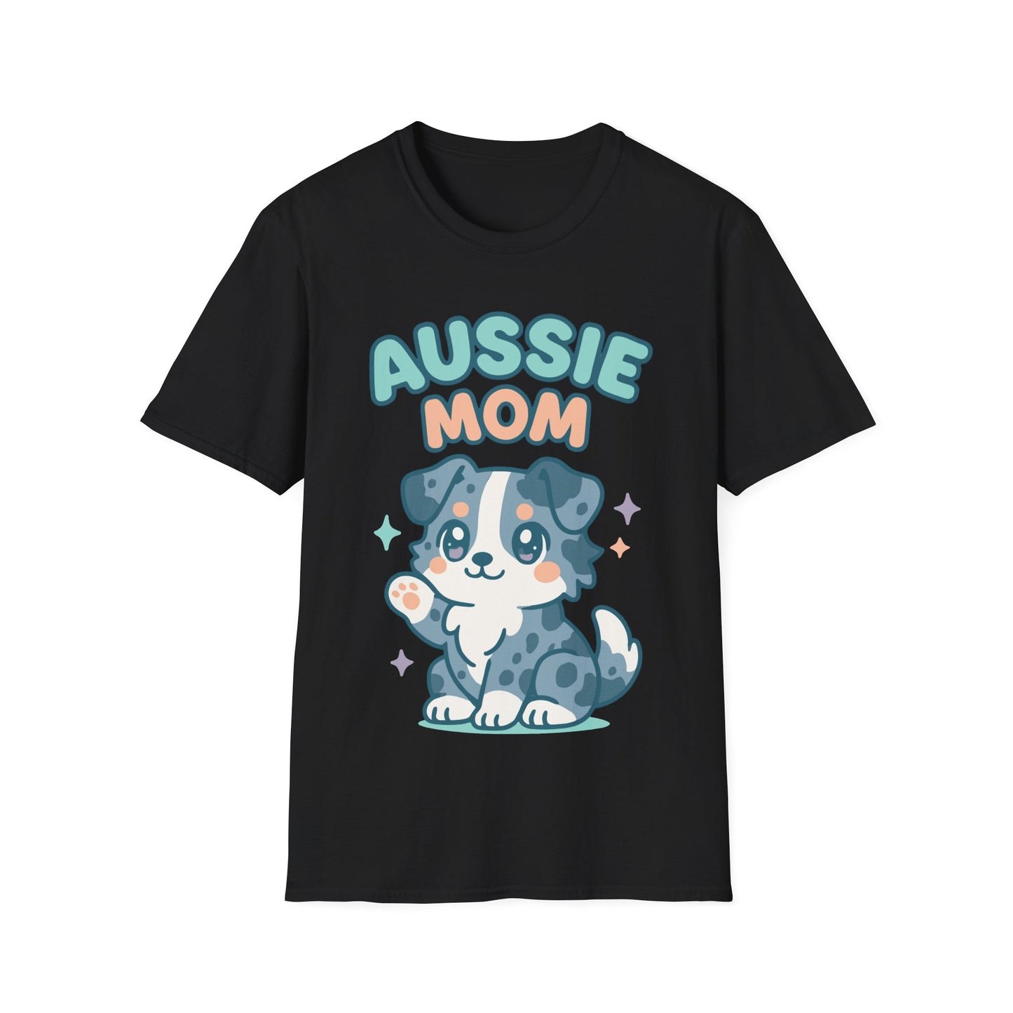 Aussie Mama Soft Cartoon Australian Shepherd Design Unisex T-Shirt