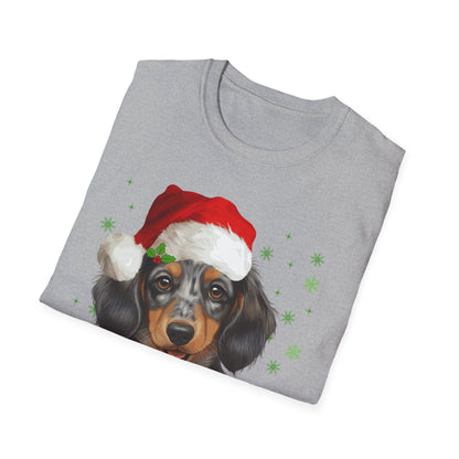 Christmas Dachshund in Santa Hat Unisex T-Shirt