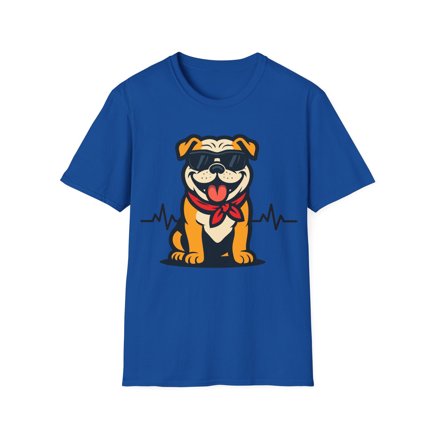 Bulldog With Heartbeat And Cool Sunglasses Dog Unisex T-Shirt