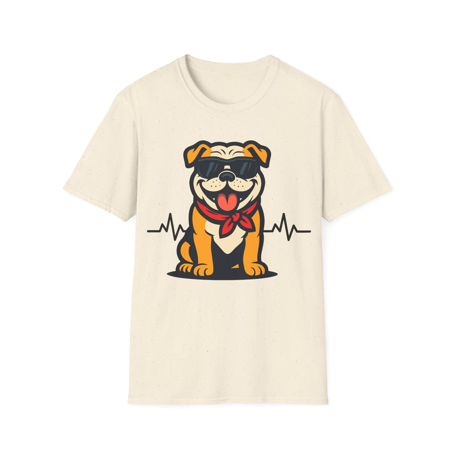 Bulldog With Heartbeat And Cool Sunglasses Dog Unisex T-Shirt