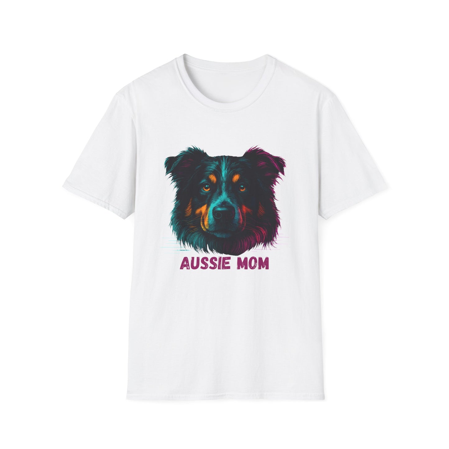 Aussie Mom Unisex T-Shirt - Vibrant Australian Shepherd Design