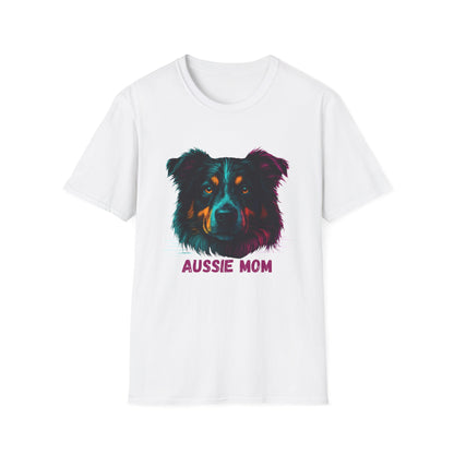 Aussie Mom Unisex T-Shirt - Vibrant Australian Shepherd Design