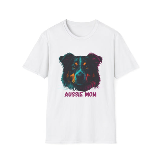 Aussie Mom Unisex T-Shirt - Vibrant Australian Shepherd Design
