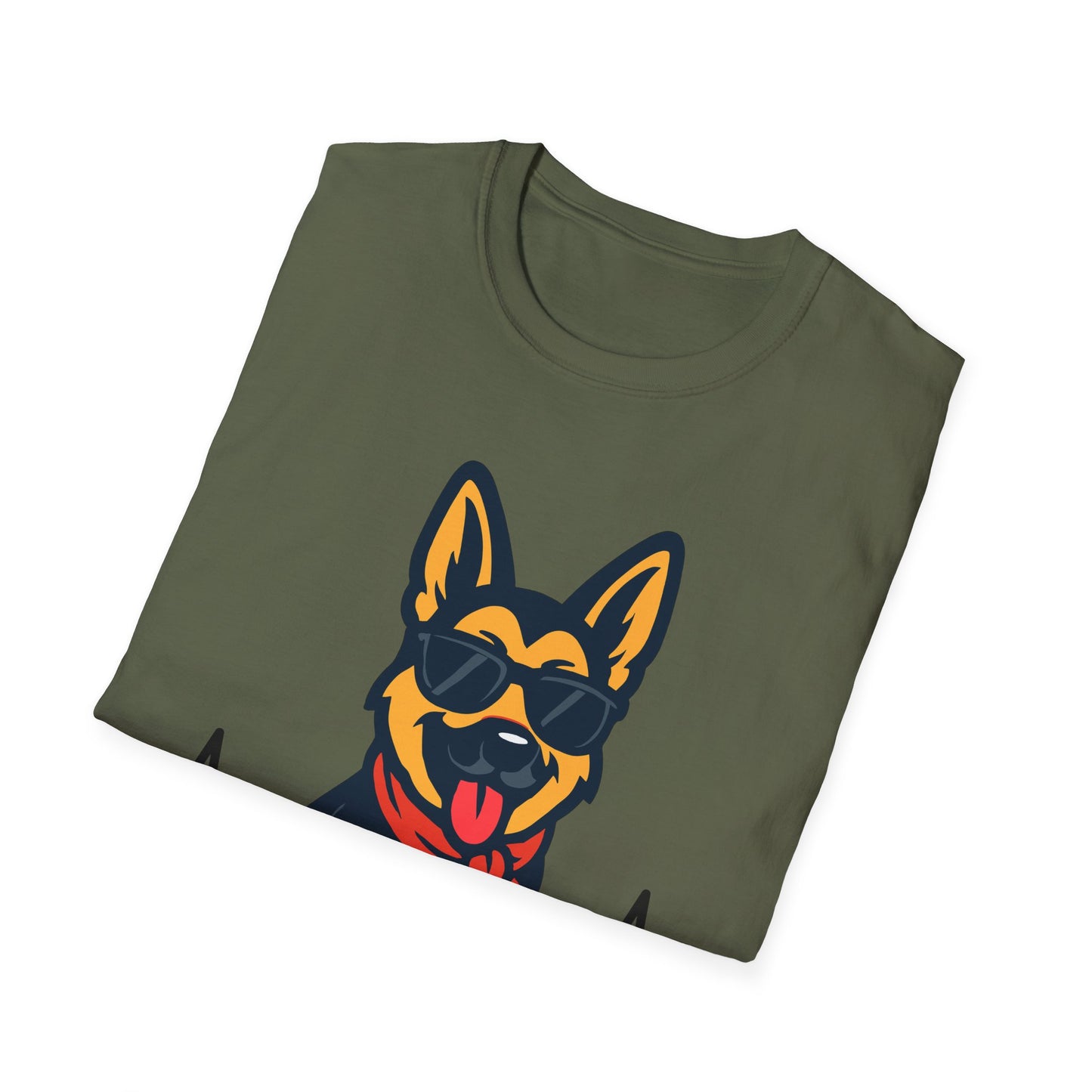 German Shepherd With Heartbeat And Cool Sunglasses Dog Unisex T-Shirt