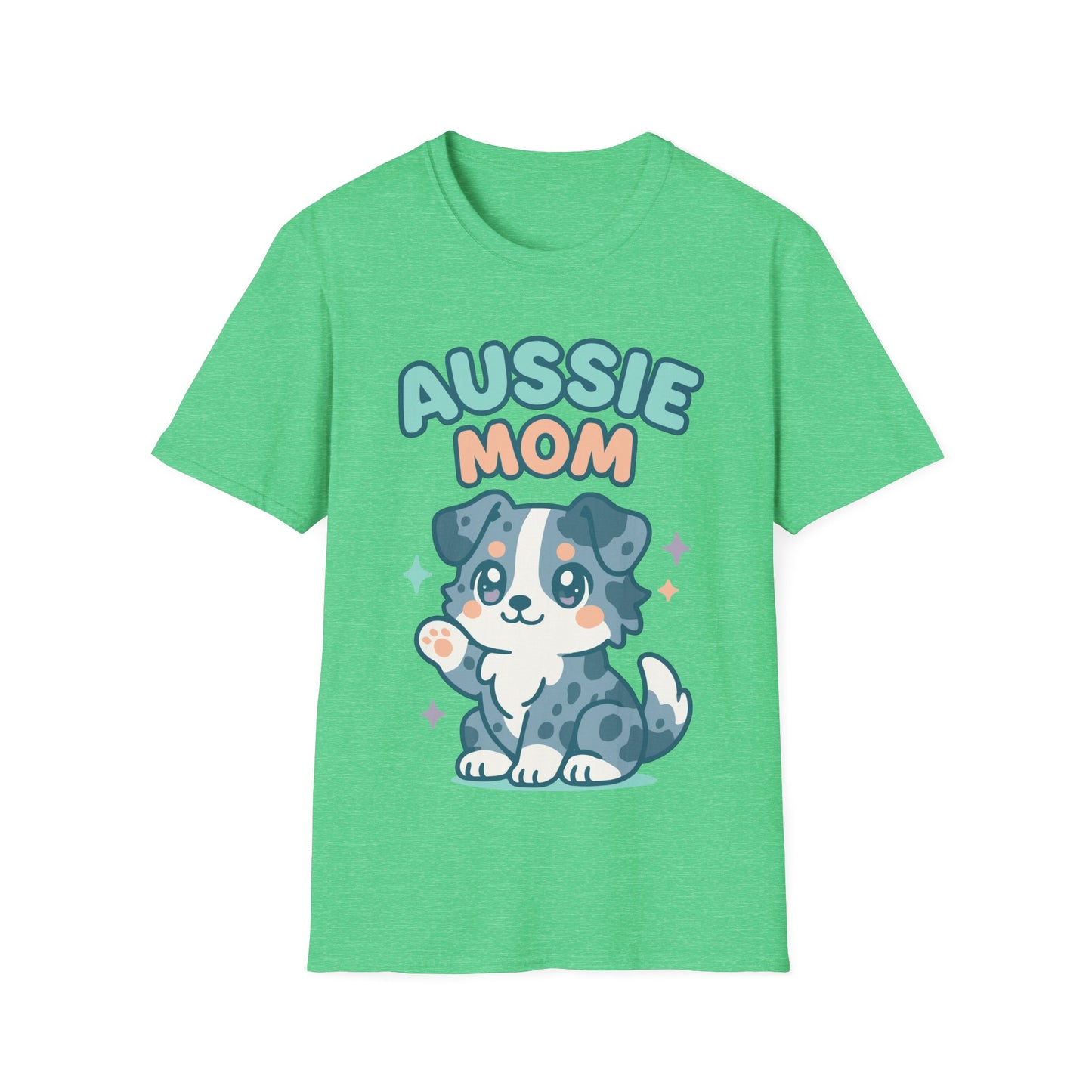 Aussie Mama Soft Cartoon Australian Shepherd Design Unisex T-Shirt