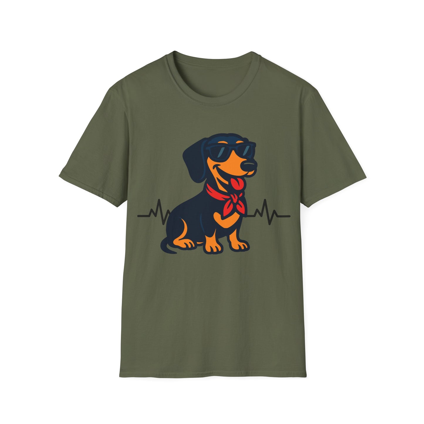 Dachshund With Heartbeat And Cool Sunglasses Dog Unisex T-Shirt