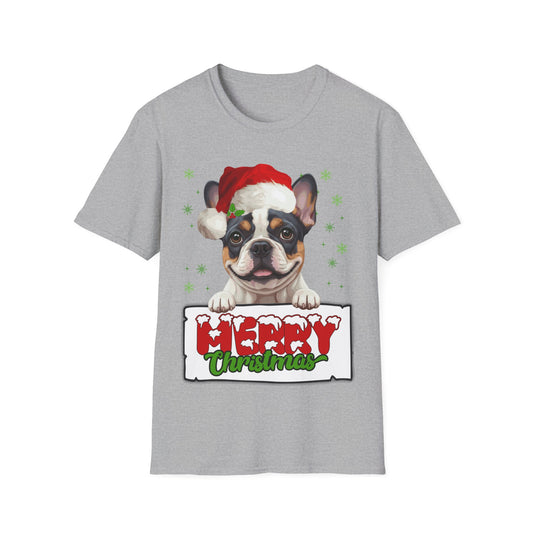 Christmas French Bulldog in Santa Hat Unisex T-Shirt