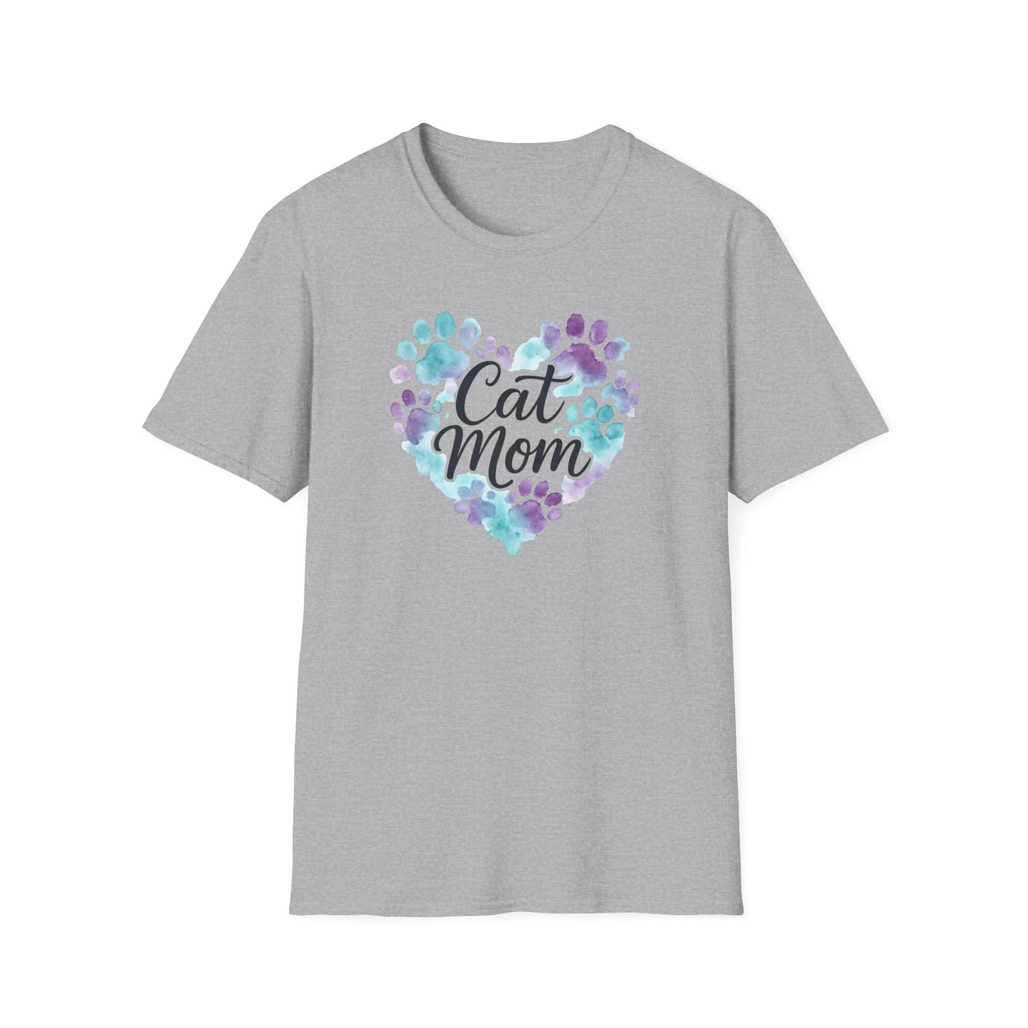Watercolor Cat Mom Heart T-Shirt