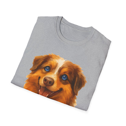 Aussie Mom Red Merle Watercolor Australian Shepherd Design Unisex T-Shirt
