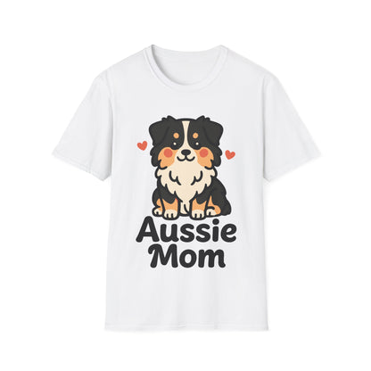 Aussie Mom Cartoon Australian Shepherd Design Unisex T-Shirt