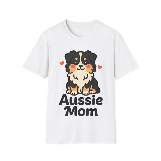 Aussie Mom Cartoon Australian Shepherd Design Unisex T-Shirt