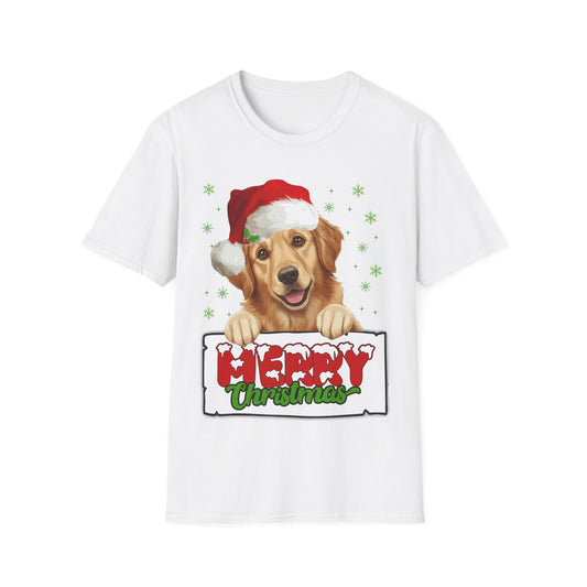 Christmas Golden Retriever in Santa Hat Unisex T-Shirt