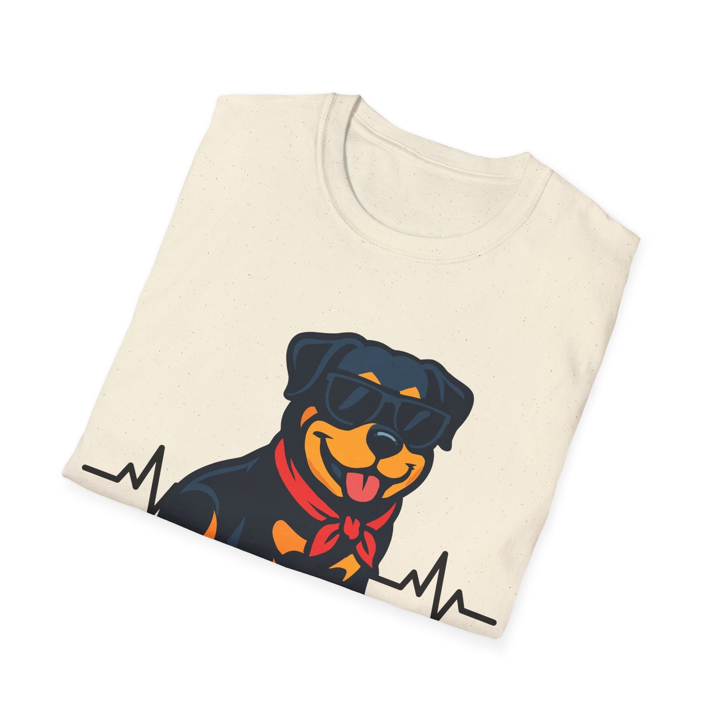 Rottweiler With Heartbeat And Cool Sunglasses Dog Unisex T-Shirt