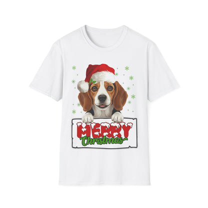 Christmas Beagle in Santa Hat Unisex T-Shirt