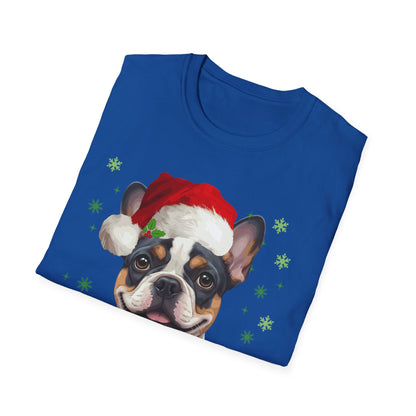 Christmas French Bulldog in Santa Hat Unisex T-Shirt