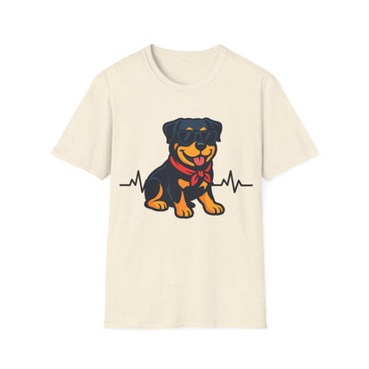 Rottweiler With Heartbeat And Cool Sunglasses Dog Unisex T-Shirt