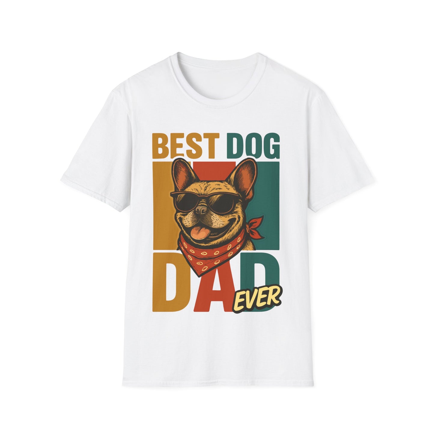Best Dog Dad Ever French Bulldog With Retro Colors Unisex T-Shirt
