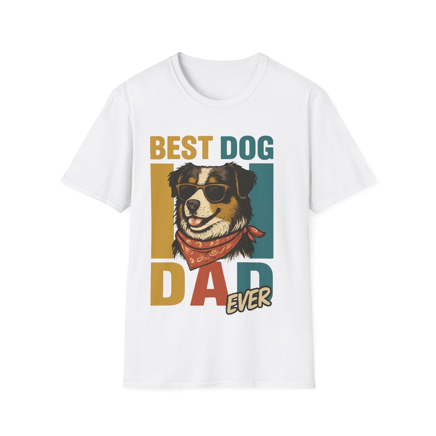 Australian Shepherd Best Dog Dad Ever With Retro Colors Unisex T-Shirt