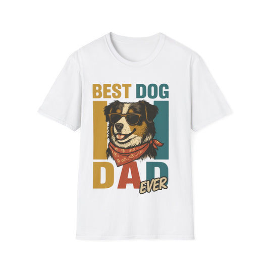 Australian Shepherd Best Dog Dad Ever With Retro Colors Unisex T-Shirt