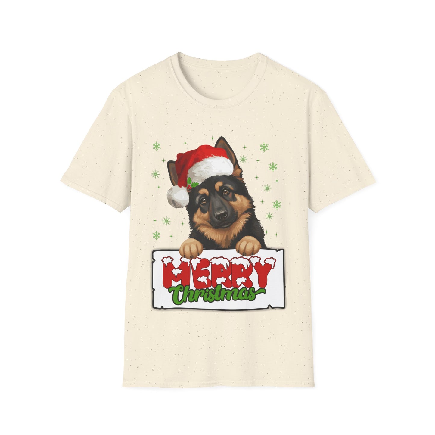 Merry Christmas Cute German Shepherd in Santa Hat Unisex T-Shirt