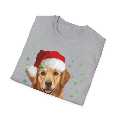 Christmas Golden Retriever in Santa Hat Unisex T-Shirt