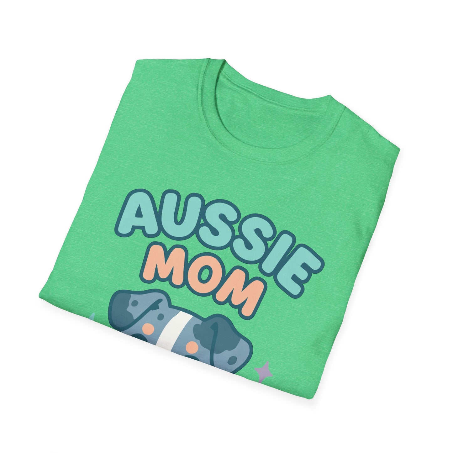 Aussie Mama Soft Cartoon Australian Shepherd Design Unisex T-Shirt