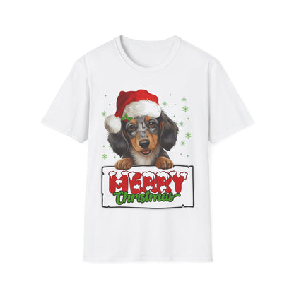 Christmas Dachshund in Santa Hat Unisex T-Shirt
