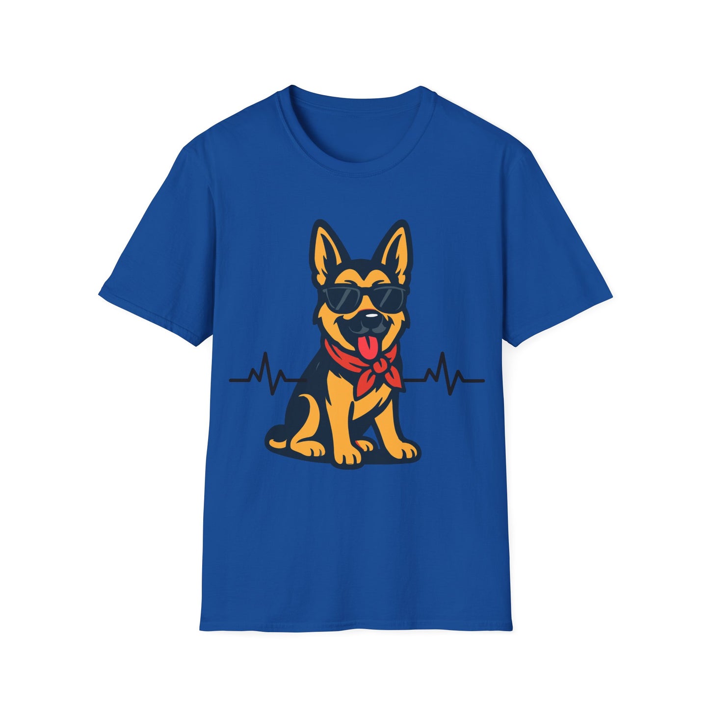 German Shepherd With Heartbeat And Cool Sunglasses Dog Unisex T-Shirt