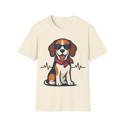 Beagle With Heartbeat And Cool Sunglasses Dog Unisex T-Shirt