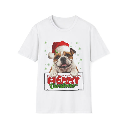 Christmas Bulldog in Santa Hat Unisex T-Shirt