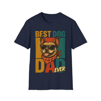 Best Dog Dad Ever French Bulldog With Retro Colors Unisex T-Shirt